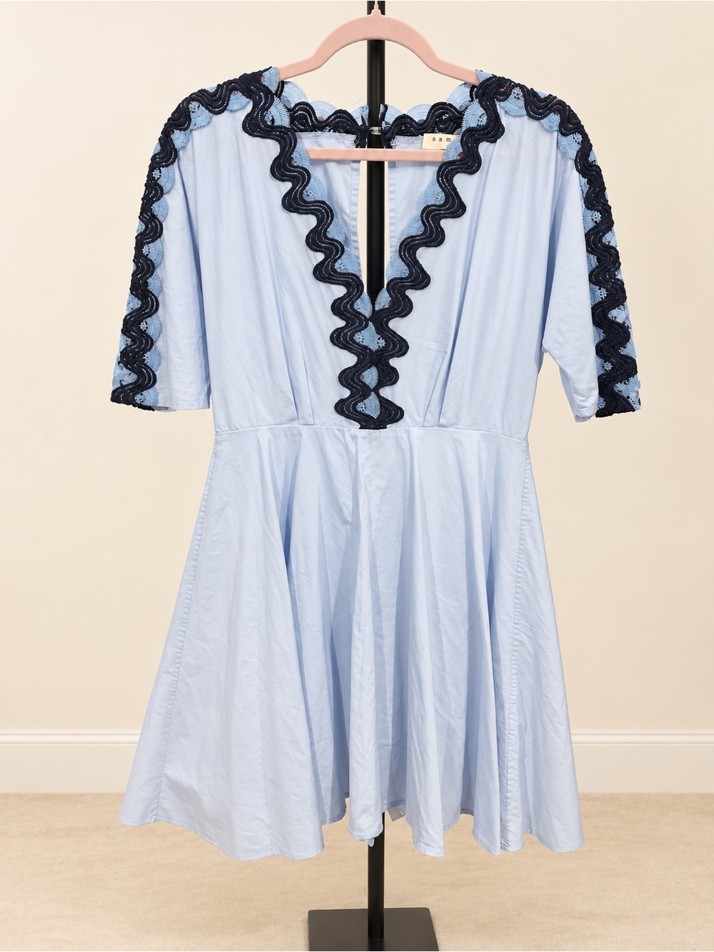 Sandro Lace Mini Dress Blue Navy Size 3 US 8